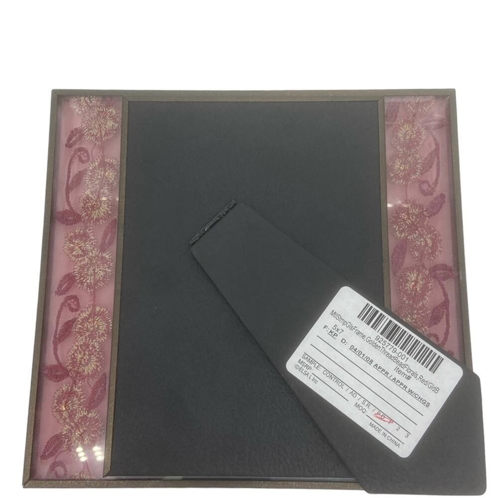 Floral Pink & Burgundy Embroidered Table Top Frame - Picture 2 of 2